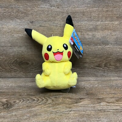 Pokémon Pikachu 2017 Tomy Yellow Plush Embroidered Face Stuffed Animal Toy NWT