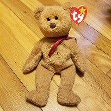 TY Beanie Baby Curly Bear 1993 1996 Brown Nose with Tags
