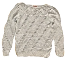 Vintage Currants Jeri-Jo Silk Angora Sweater Long Sleeve Blue Pearls Size S - 9