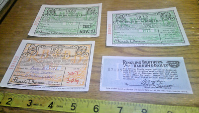 vintage lot 1973 Ringling Brothers & Barnum & Bailey Circus tickets
