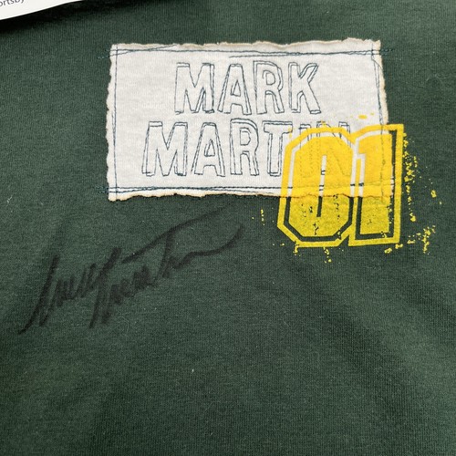 NEW NASA CAR Autographed Mark Martin Signed Youth size L S/S T-shirt #01 Green - Picture 21 of 24