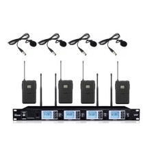 Wireless Lavalier Microphone UHF Professional Church Microphone System 4 Lapel