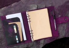 A5 loose leaf Writing note Notebook binder Diary Notepad leather purple Q394