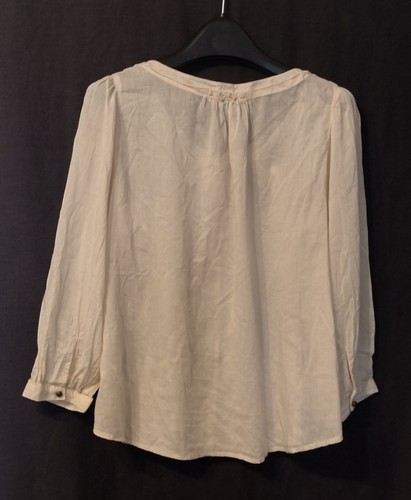Ladies Blouse Long Sleeved Beige Brown/ Bronze Buttons Ruffle Detail H&M Eur 32 - Picture 2 of 5