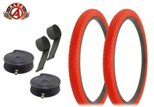 ALTA BICYCLE WIRE BEAD CRUISER TIRES 26 x 2.125 RED HEAVY DUTY DIAMOND TREAD 6PC