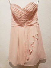 Davids Bridal Blush Sweetheart Bridesmaids Dress With Front Ruffle. 