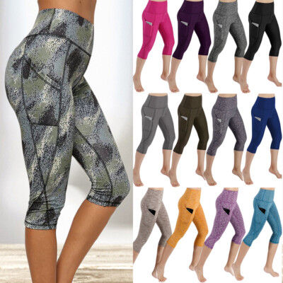 Women High Waist Yoga Capri Pants 