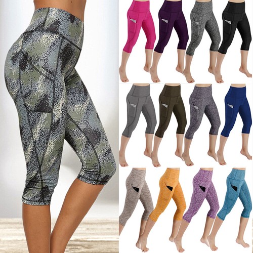 Women High Waist Yoga Capri Pants 