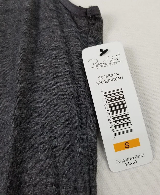 NUEVO Body Lencería Rene Rofe Para Mujer Pequeño Gris Sin Mangas Cuello Redondo Elastizado Foto 3 de 4