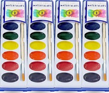  4 Pack    Watercolor Set - With Wooden Paint Brush Kids Art Kit Classroom