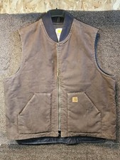 Carhartt Mens VO2 DKB Work Vest 2XL Tall Brown Insulated Full Zip Canvas Vintage