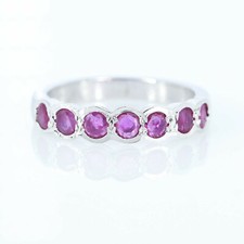 Half Eternity Band, Ruby Ring, 925 Sterling Silver Eternity Ring, Stackable Ring