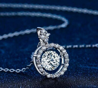 1ct Halo Collier Diamant Testpass Laborgefertigt VVS1/D/Top