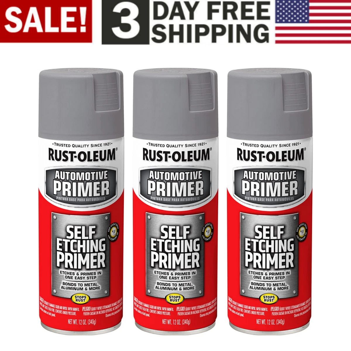 Rust-Oleum 249322 Self Etching Primer, Dark Green, 12 oz.