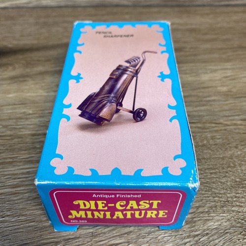 Antique Finish Die Cast Miniature 2 Wheel GOLF CLUB BAG PENCIL SHARPENER NEW - Picture 12 of 12