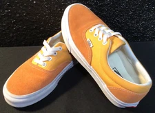 Mens 6 Womens 7.5 VANS Orange Suede & White Skate Shoes Sneakers Lace-UP