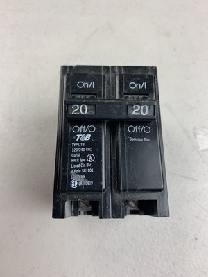Breaker, circuit, plug-on, 2 pole 20 amp Thomas&betts (786210130552)
