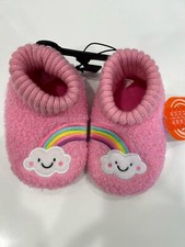 NWT Wonder Nation Infant Girls Pink Rainbow Slip On Bootie Slippers Size 6