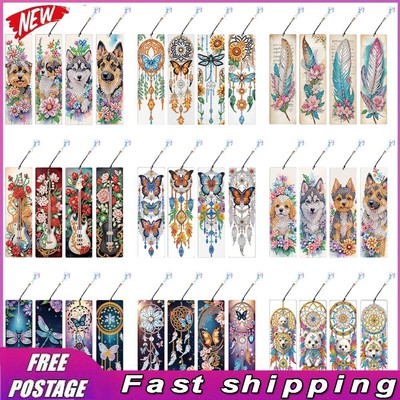4Pcs Special Shape Flower Bass Diamond Painting Bookmark for Reading Day Gift