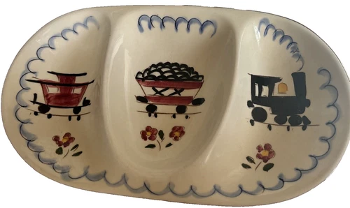 Stangl Pottery Kiddieware Mealtime Train Special 3 Section Divided Dish VTG CHIP