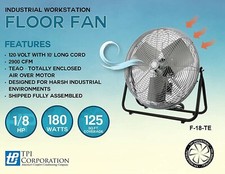 Tpi F18-te 18 Industrial Workstation Floor Fan 18 Hp 3 Speed 120v