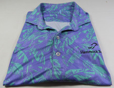 Johnnie-O Golf Mens Stretch Purple Teal Floral Leaves Pullover Polo Shirt Medium