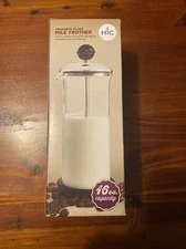 HIC Milk Frother, Tempered Glass with Non-Skid Base, 16-Ounce