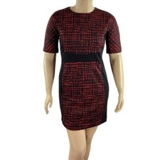 Michael Michael Kors Red Black Abstract Sheath Dress Size 12