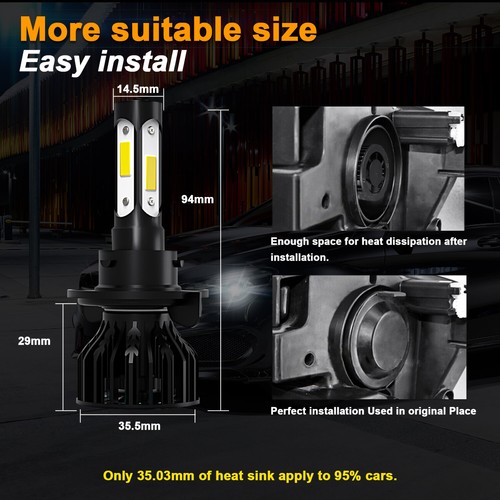 For Nissan Sentra 2004-2012 LED Combo Headlight Fog Light Kit Bulbs White 6500K - Picture 5 of 13