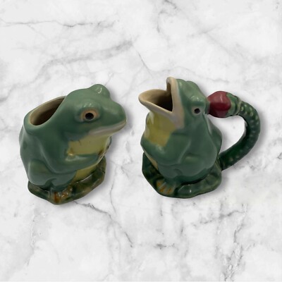 VINTAGE BELLA CASA BY GANZ ACAPELLA FROGS CERAMIC TEA POT CREAMER SUGAR BOWL SET