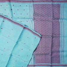 Vintage Blue Sarees 100 Pure Silk Handwoven South Indian Sari 6YD Craft Fabric
