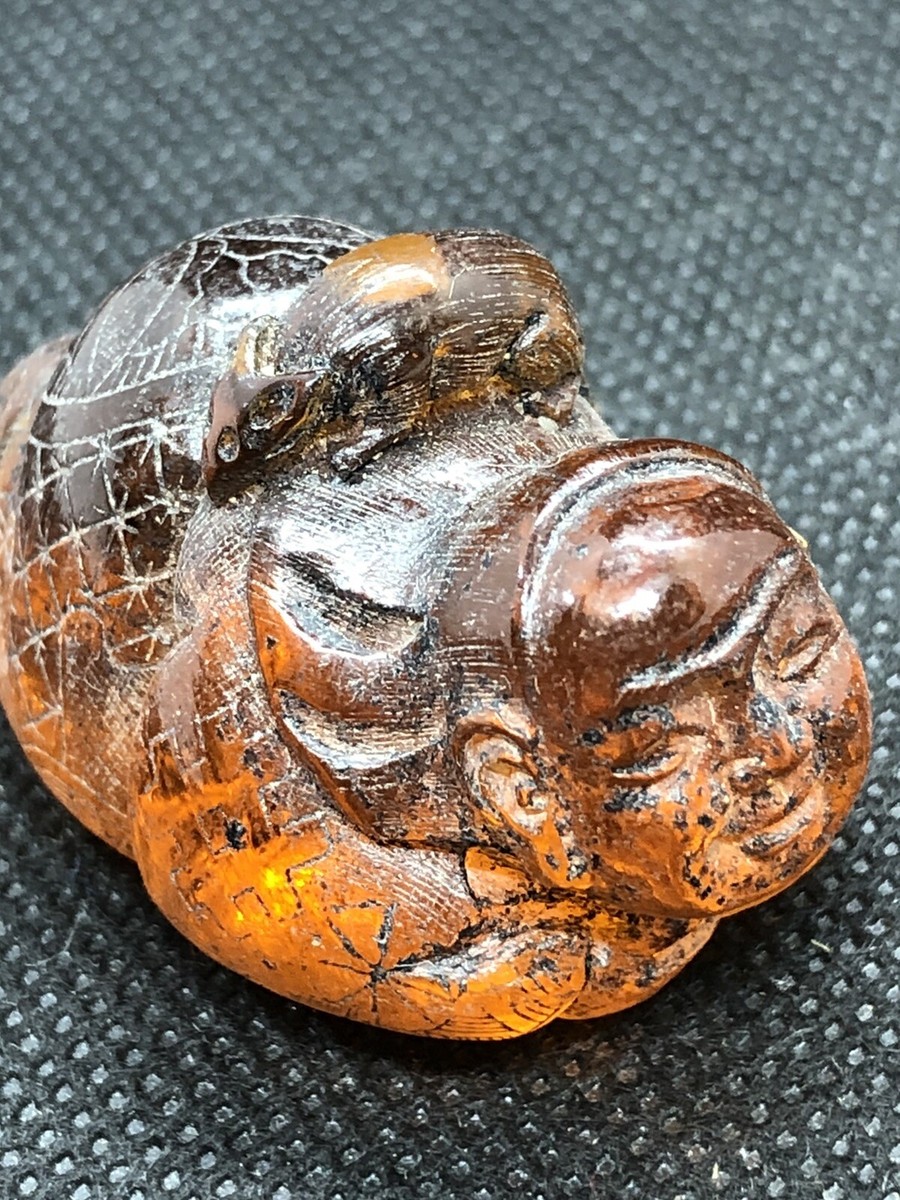 Vintage Cherry Amber Japanese Netsuke | eBay