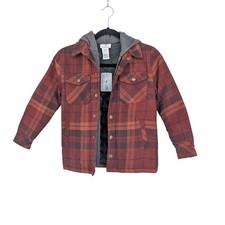Tommy Bahama Boys Plaid Hooded Jacket Shacket Quilted Lined Streetwear Skate 7/8