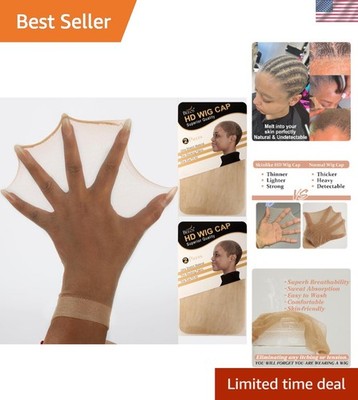 Ultra-Thin Skinlike HD Wig Caps - Seamless, Lightweight & Comfortable, 4 Count