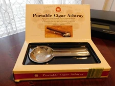 PORTABLE CHROME PLATED CIGAR ASHTRAY