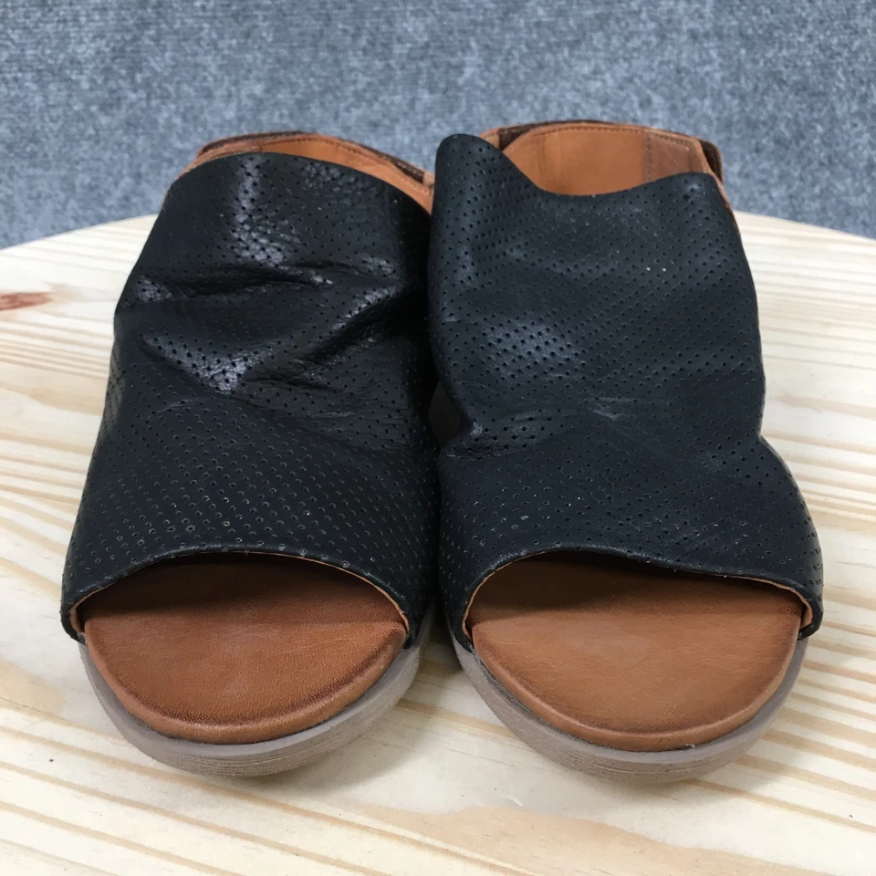 Spring Step Sandals Womens 41 Rapture Low Heels Open Toe Slingback Black Leather - Image 4 of 4