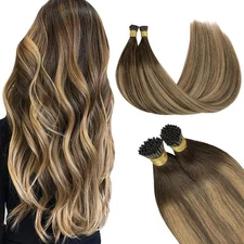 GOO GOO I Tip Human Hair Extensions 22inch 100g 100S Cold Fusion Balayage 4/27/4