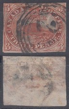 CANADA COLONY 1852/57 3d. BEAVER SG#18 USED (ID:275/D66736)