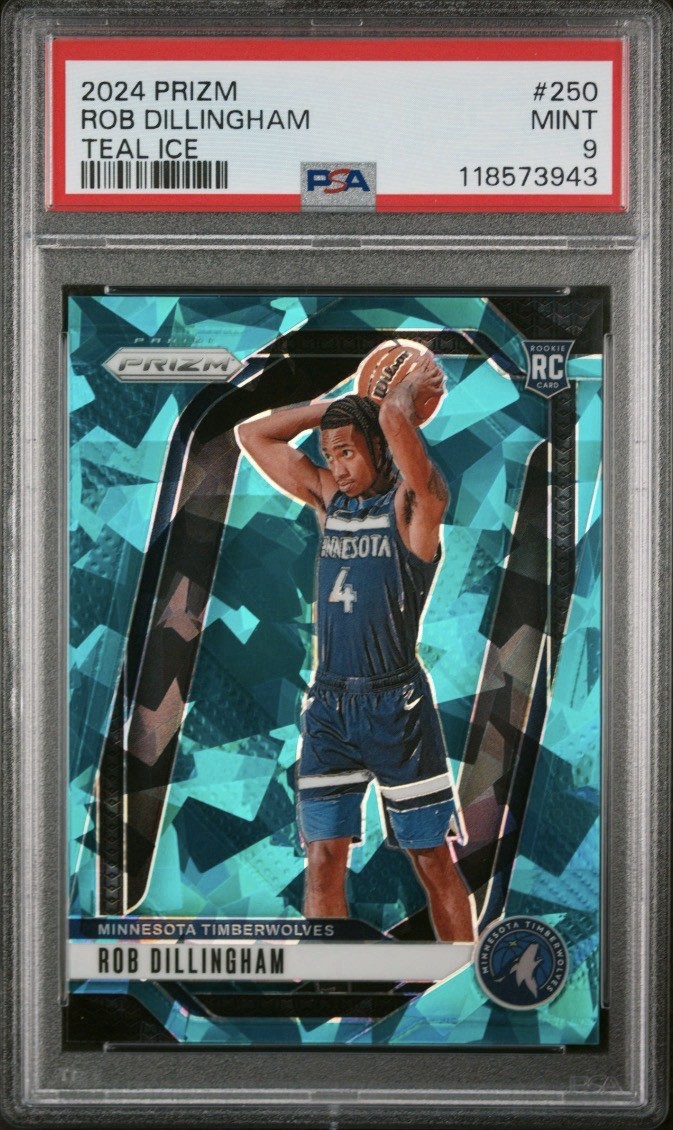 2024 Panini Prizm Rob Dillingham #250 Teal Ice /225 Rookie Bulls SSP