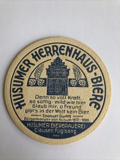 VK Bierdeckel Bierbrauerei Husum Clausen Fuglsang Herrenhaus Bier