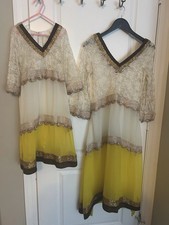 Mommy  Me Embroidered Lace Kurta Sheer V-Neck for Women Sz M Girl 7-10