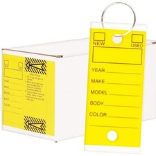 Durable Self Laminating Key Tags -  Writable Waterproof Labels for Easy Yellow