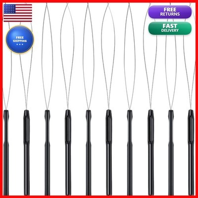 Zonon 10 Pcs Loop Needle Threader Tool For Hair Extension Bead,Black Zonon-27