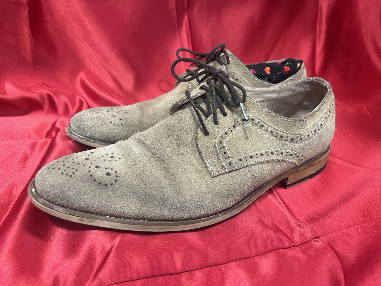 SAOLA Scarpe stringate uomo Stacy Adams Oxford cammello scamosciato #25094 taglia 9 5 M