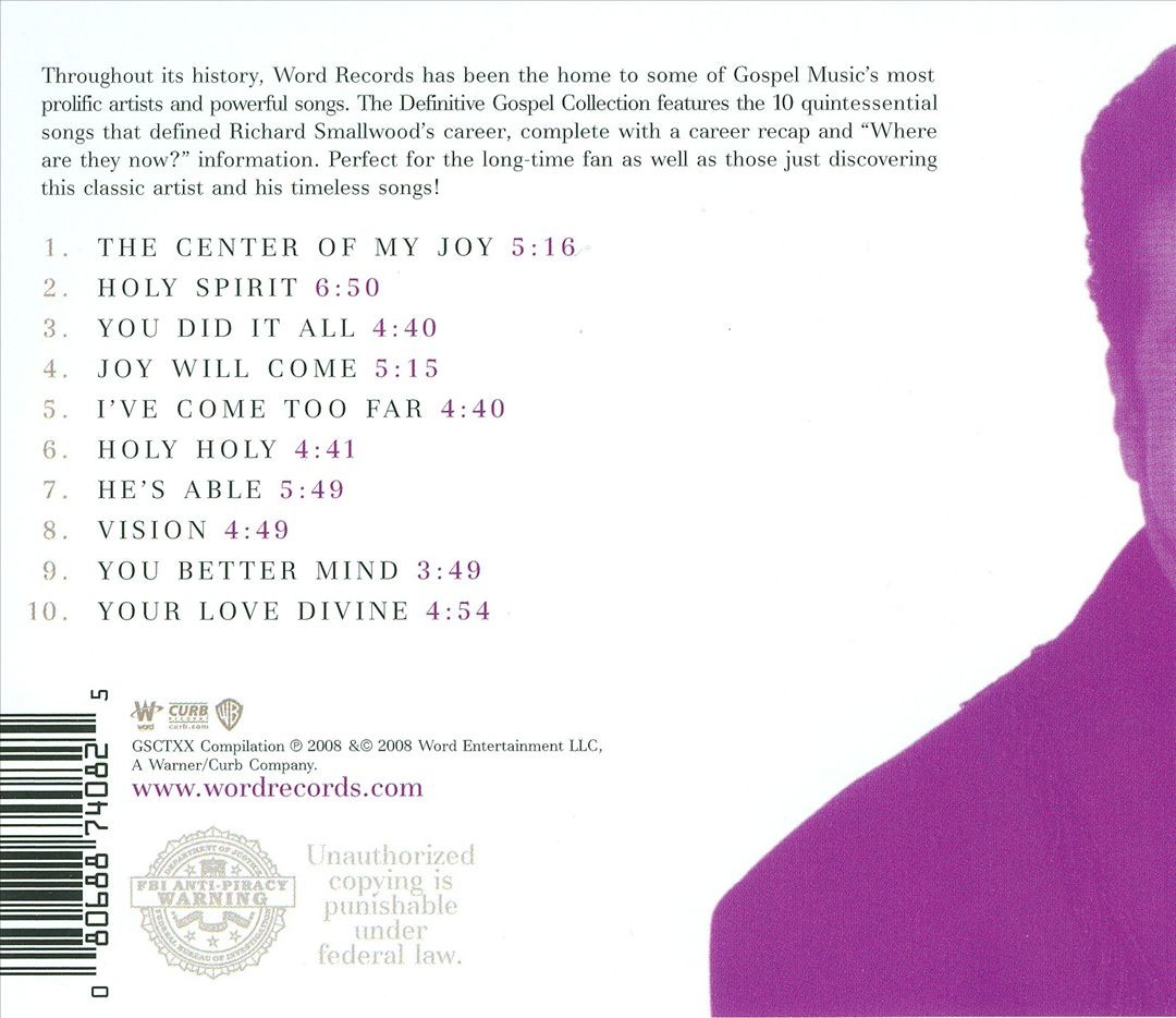 RICHARD SMALLWOOD - THE DEFINITIVE GOSPEL COLLECTION NEW CD