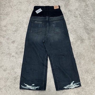 Balenciaga Cut up Men's Wide-Leg Distressed Denim Jeans | eBay