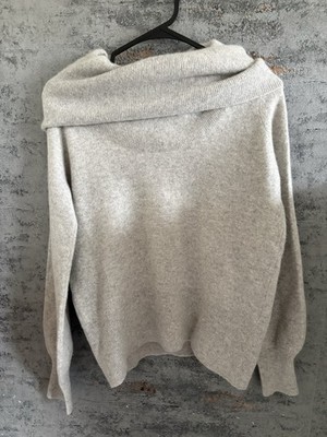 Marks And Spencer Wide Roll Neck Cashmere Jumper Grey Fitted 12