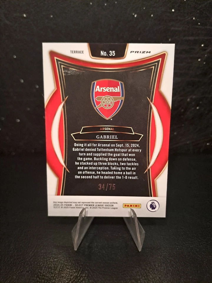 Gabriel #/75 Orange Prizm Panini Select 2025 Arsenal Premier League - Image 2 of 2