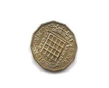 1956 Elizabeth II British Threepenny  3d coin