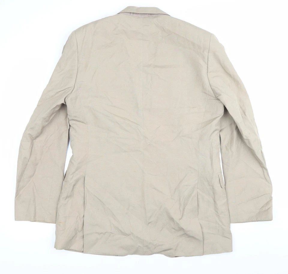 Jaeger Men's Beige Linen Silk Blazer Jacket 40R Regular Fit - image 3 of 4